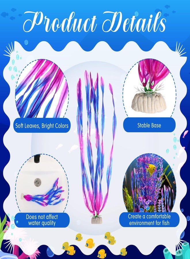 FineCheer 10 Pcs Large Christmas Aquarium Artificial Plants Decorations, Tall Plastic Fish Tank Plant Decorations for Household and Office Aquarium Christmas Decor(Purple) - Image 3